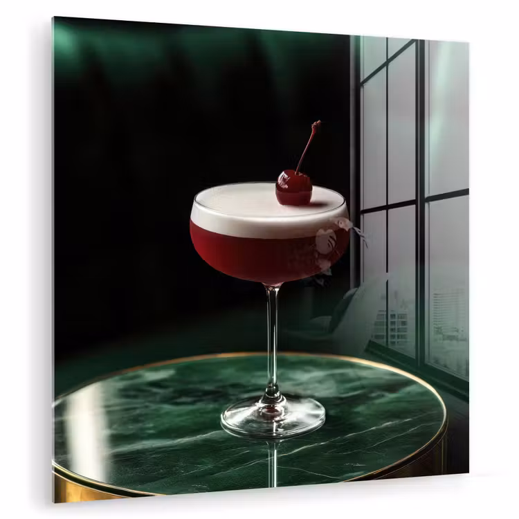 Glas schilderij - Kers - Cocktail - Rood - Marmer — 1
