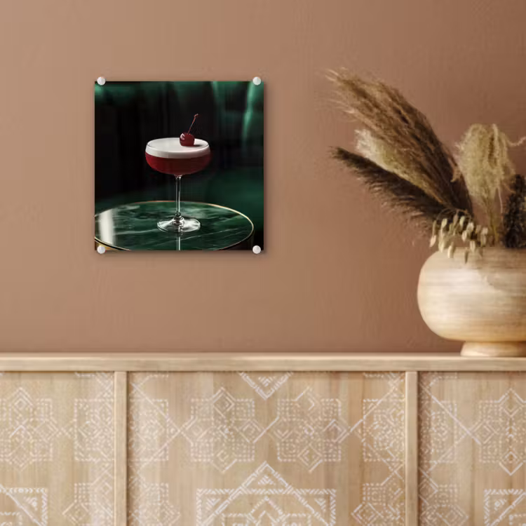 Glas schilderij - Kers - Cocktail - Rood - Marmer — 6