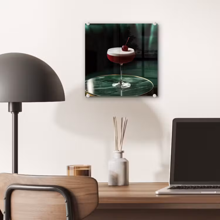 Glas schilderij - Kers - Cocktail - Rood - Marmer — 7