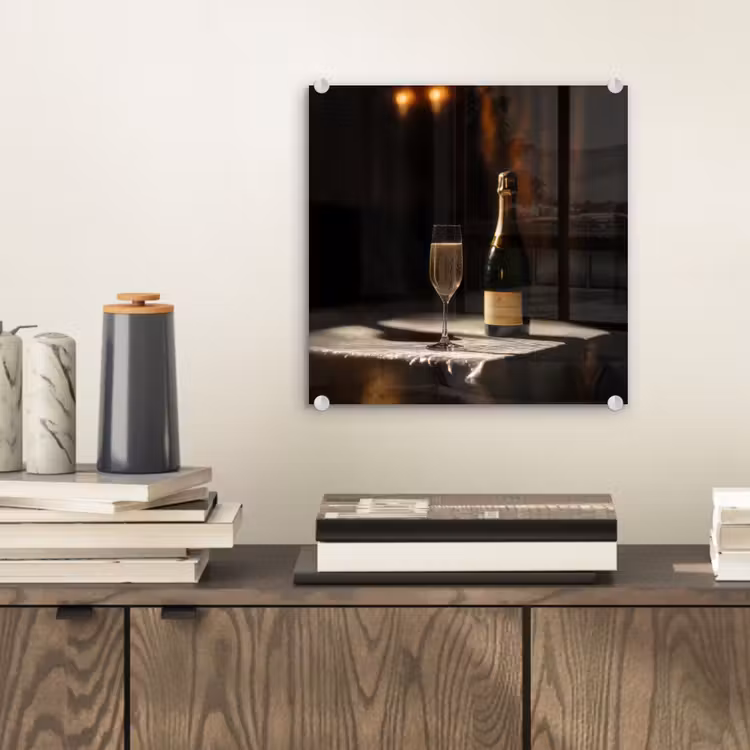 Glas schilderij - Prosecco - Bubbels - Sfeervol - Drank — 2