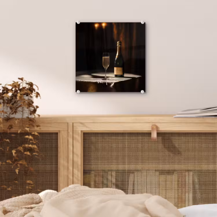 Glas schilderij - Prosecco - Bubbels - Sfeervol - Drank — 5