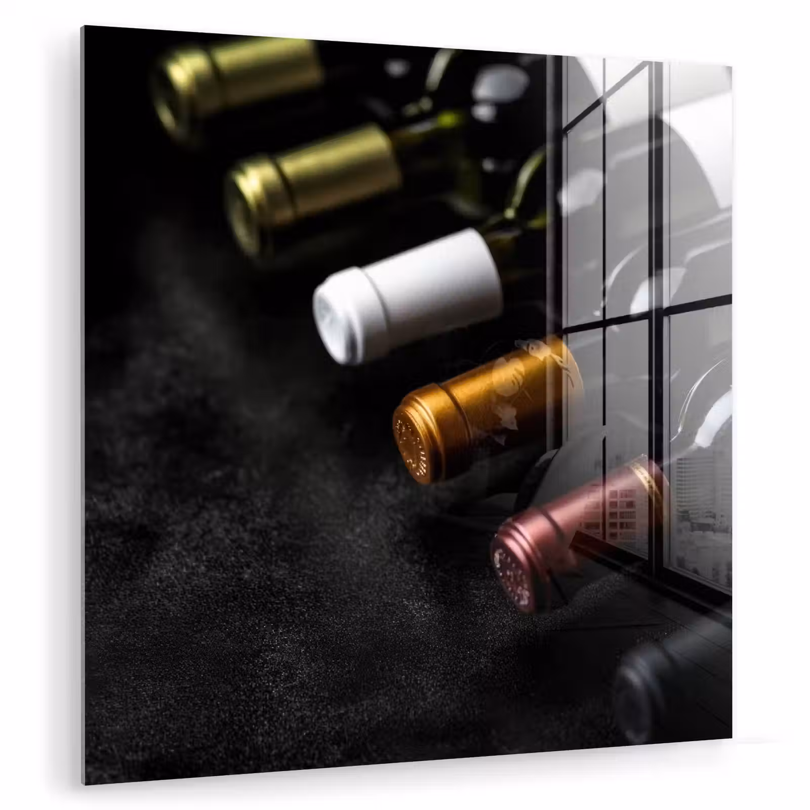Glas schilderij - Wijn - Flessen - Variatie - Smaken — 1