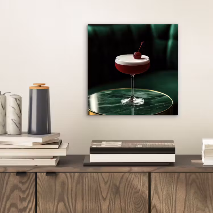 Aluminium schilderij - Kers - Cocktail - Rood - Marmer — 2