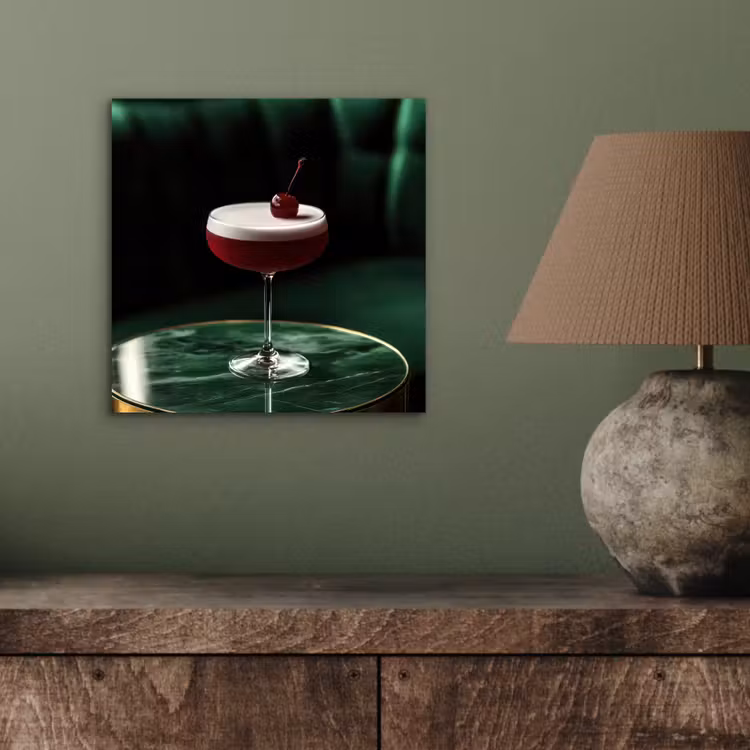 Aluminium schilderij - Kers - Cocktail - Rood - Marmer — 3
