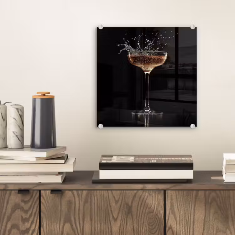 Glas schilderij - Cocktail - Zwart - Spetters - Glas — 2