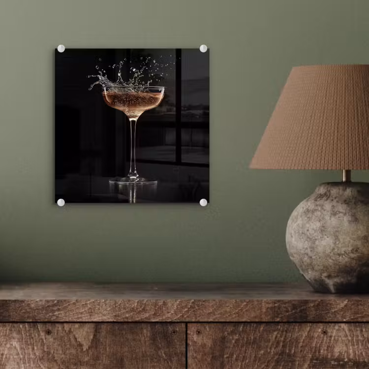 Glas schilderij - Cocktail - Zwart - Spetters - Glas — 4