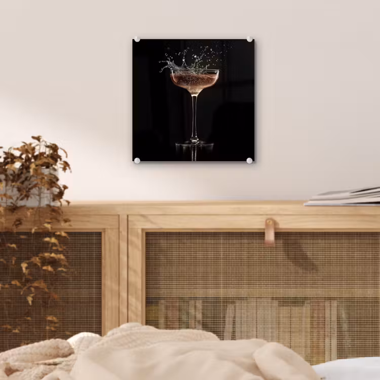 Glas schilderij - Cocktail - Zwart - Spetters - Glas — 5