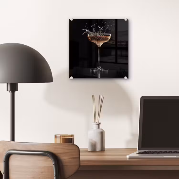 Glas schilderij - Cocktail - Zwart - Spetters - Glas — 7