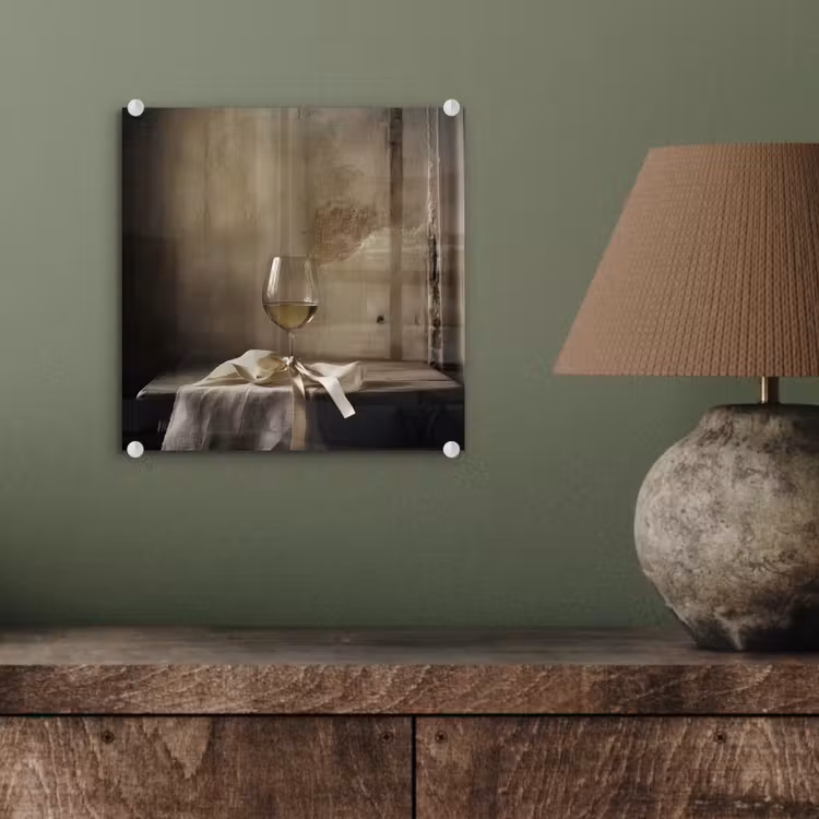 Glas schilderij - Strik - Beige - Witte - Wijn — 4