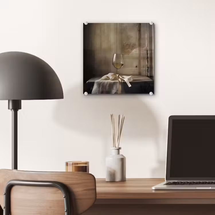 Glas schilderij - Strik - Beige - Witte - Wijn — 7