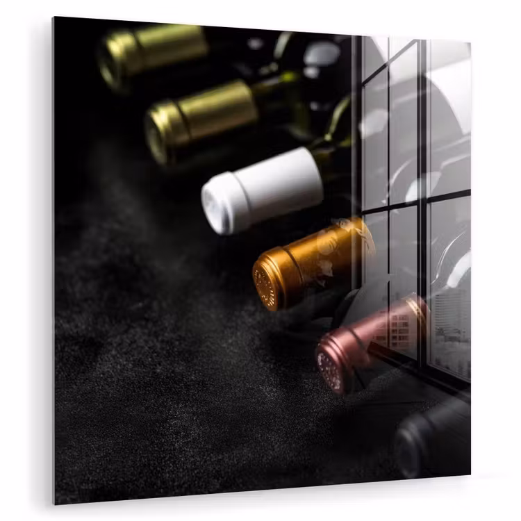 Glas schilderij - Wijn - Flessen - Variatie - Smaken — 1