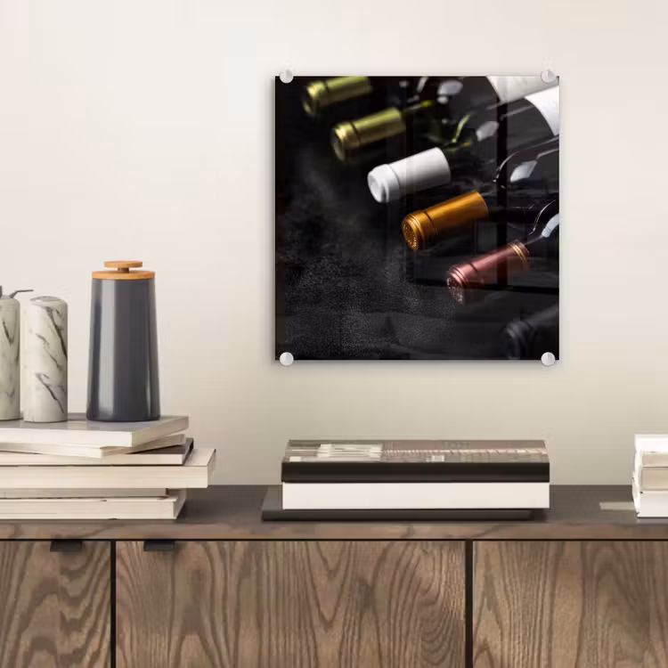 Glas schilderij - Wijn - Flessen - Variatie - Smaken — 2
