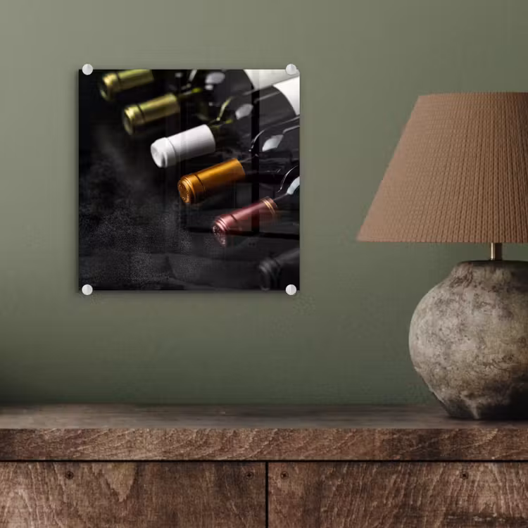 Glas schilderij - Wijn - Flessen - Variatie - Smaken — 4