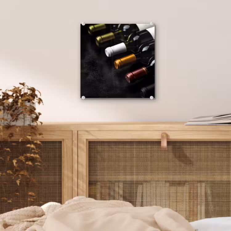 Glas schilderij - Wijn - Flessen - Variatie - Smaken — 5