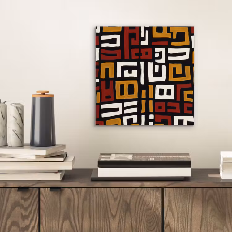 Aluminium schilderij - Afrikaans Geometrisch Patroon Zwart — 2