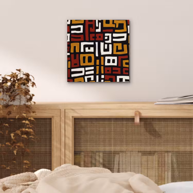 Aluminium schilderij - Afrikaans Geometrisch Patroon Zwart — 4