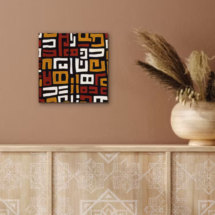 Aluminium schilderij - Afrikaans Geometrisch Patroon Zwart — 5