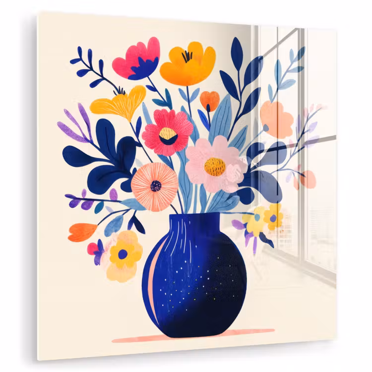 Glas schilderij - Vaas - Bloemen - Boeket — 1