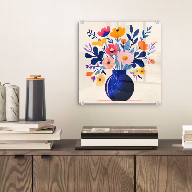 Glas schilderij - Vaas - Bloemen - Boeket — 2