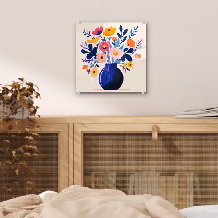 Glas schilderij - Vaas - Bloemen - Boeket — 5