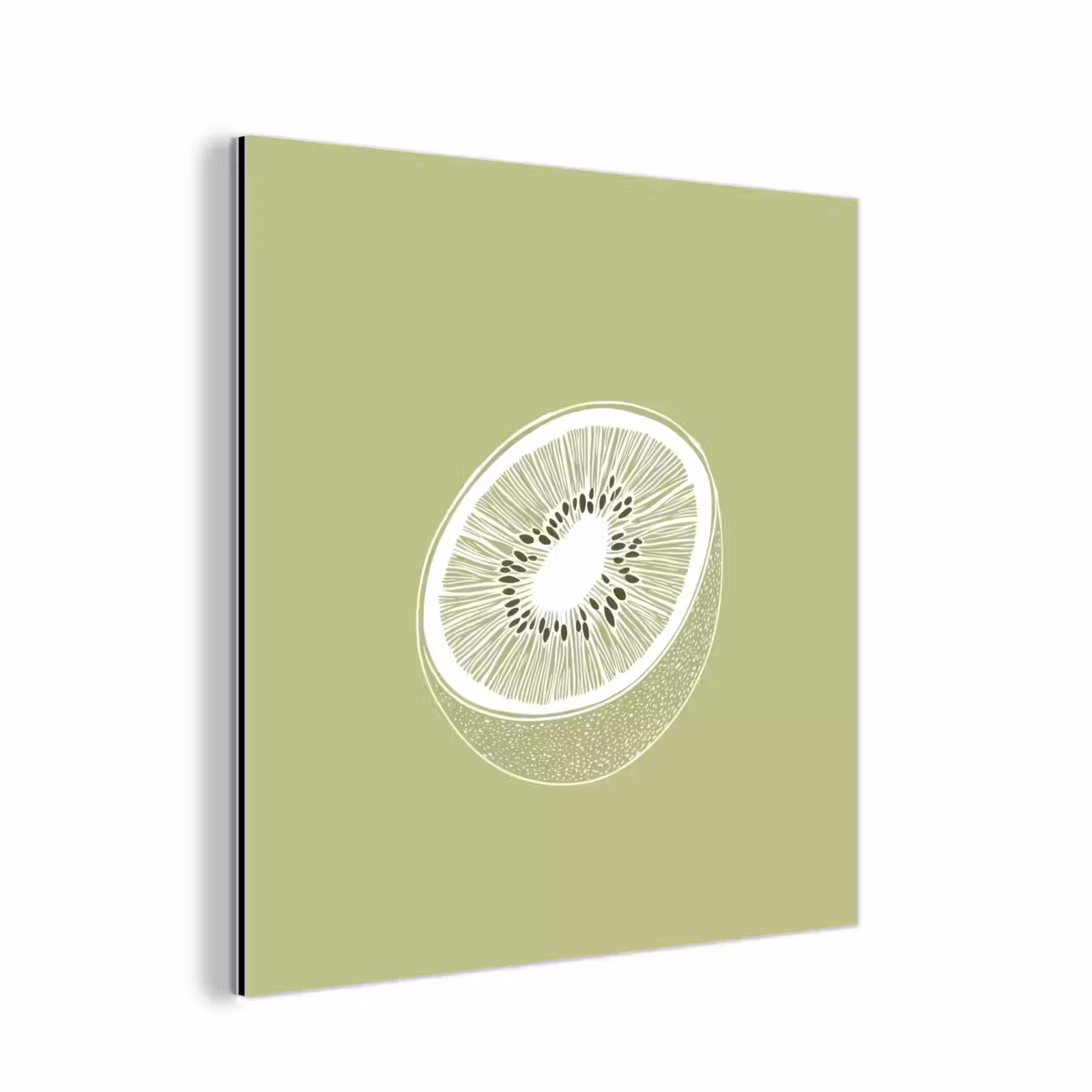 Aluminium schilderij - Kiwi - Lijntekening - Minimalistisch - Groen — 1