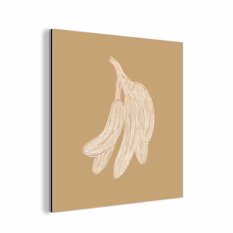 Aluminium schilderij - Bananen - Beige - Lijntekening - Minimalistisch — 1