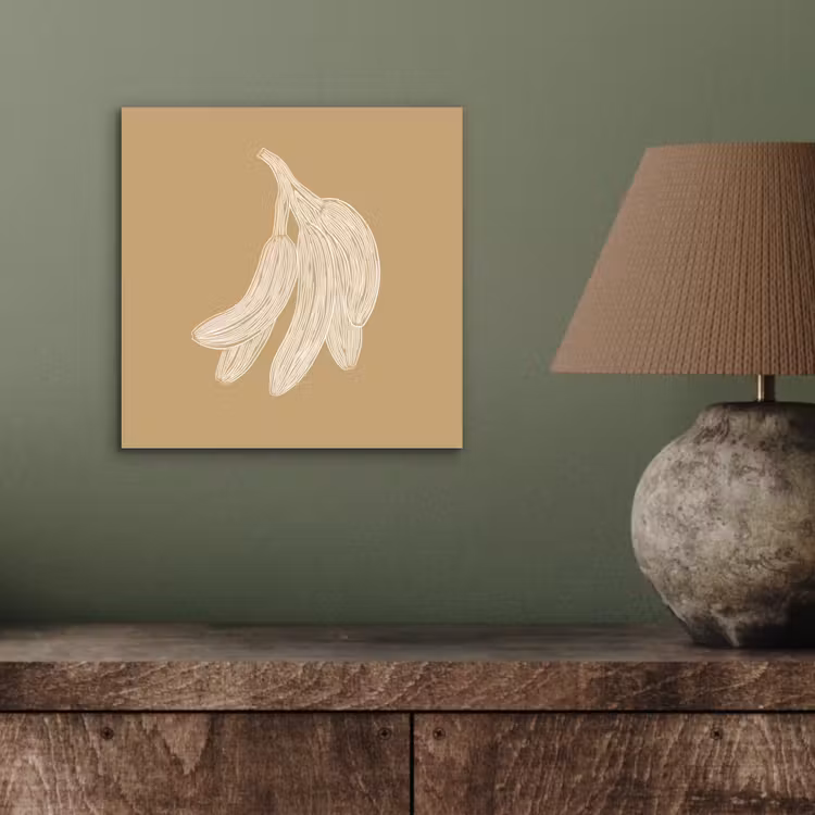 Aluminium schilderij - Bananen - Beige - Lijntekening - Minimalistisch — 3