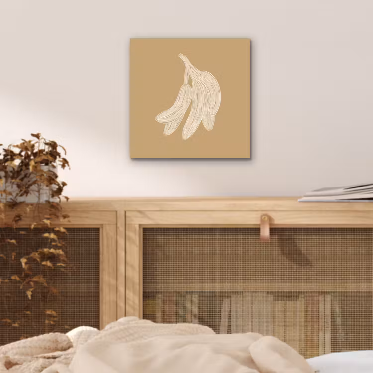 Aluminium schilderij - Bananen - Beige - Lijntekening - Minimalistisch — 4