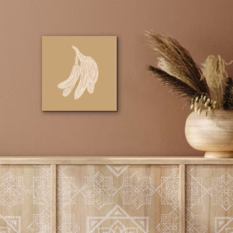 Aluminium schilderij - Bananen - Beige - Lijntekening - Minimalistisch — 5