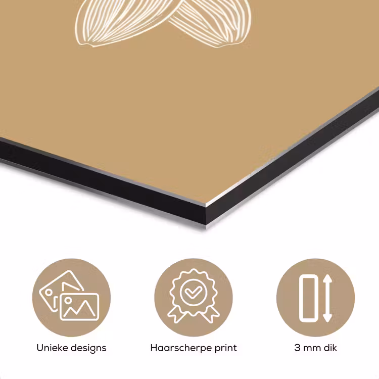 Aluminium schilderij - Bananen - Beige - Lijntekening - Minimalistisch — 7