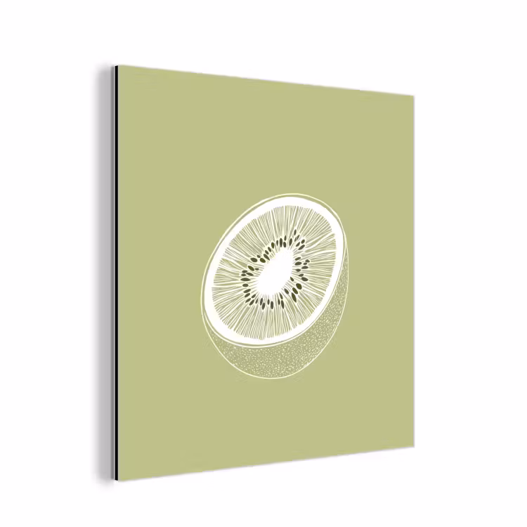 Aluminium schilderij - Kiwi - Lijntekening - Minimalistisch - Groen — 1