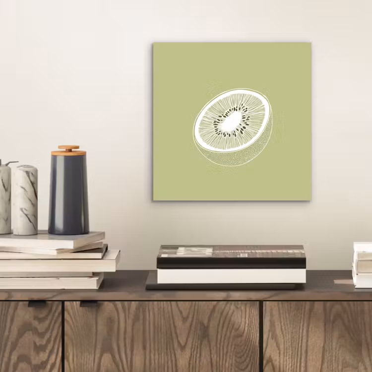 Aluminium schilderij - Kiwi - Lijntekening - Minimalistisch - Groen — 2