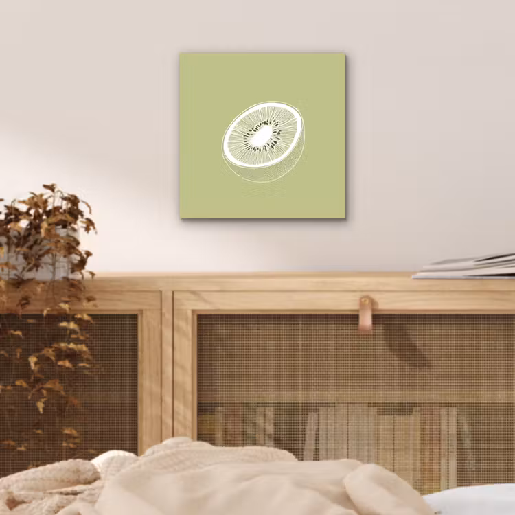 Aluminium schilderij - Kiwi - Lijntekening - Minimalistisch - Groen — 4