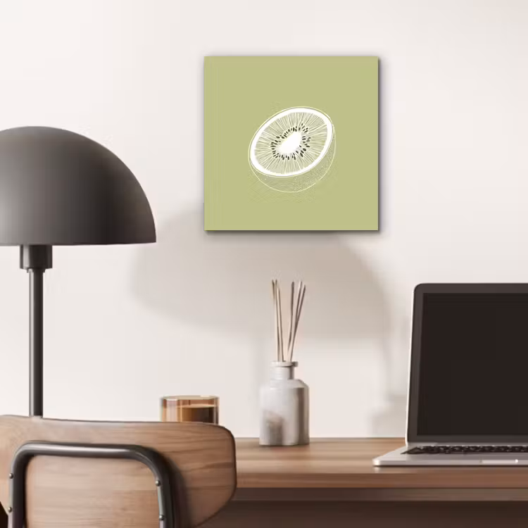 Aluminium schilderij - Kiwi - Lijntekening - Minimalistisch - Groen — 6