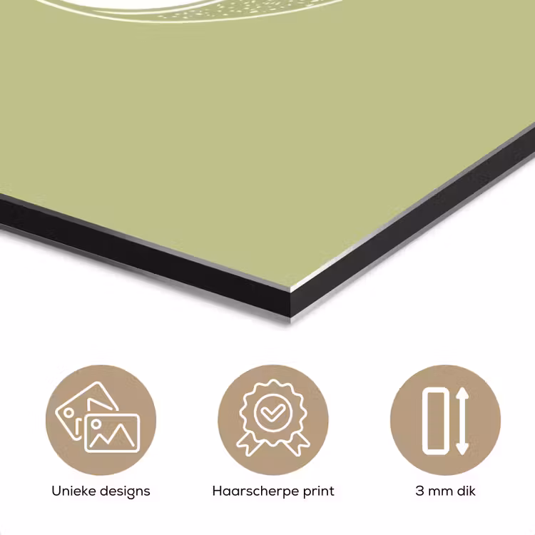 Aluminium schilderij - Kiwi - Lijntekening - Minimalistisch - Groen — 7