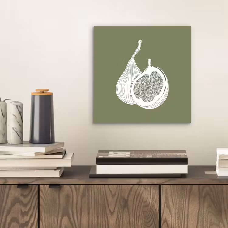 Aluminium schilderij - Vijgen - Minimalistisch - Getekend - Mosgroen — 2