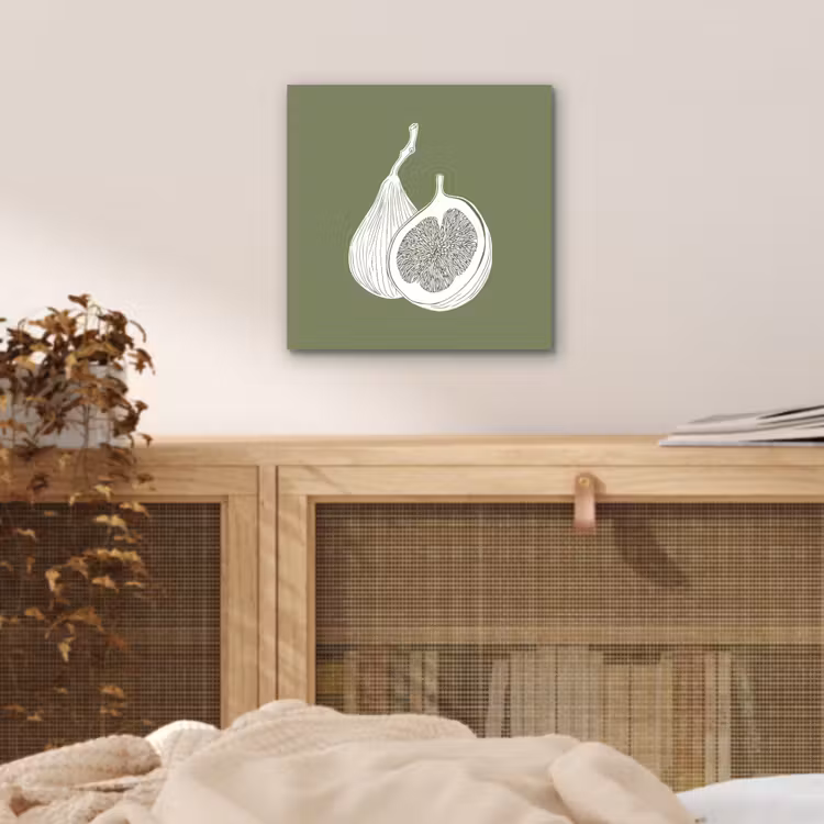 Aluminium schilderij - Vijgen - Minimalistisch - Getekend - Mosgroen — 4
