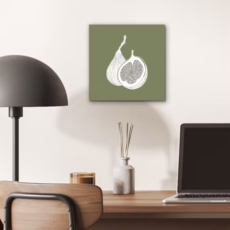 Aluminium schilderij - Vijgen - Minimalistisch - Getekend - Mosgroen — 6