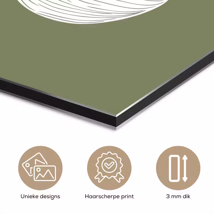 Aluminium schilderij - Vijgen - Minimalistisch - Getekend - Mosgroen — 7