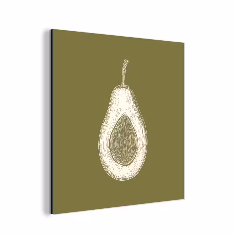 Aluminium schilderij - Avocado - Minimalistisch - Illustratie - Groen — 1