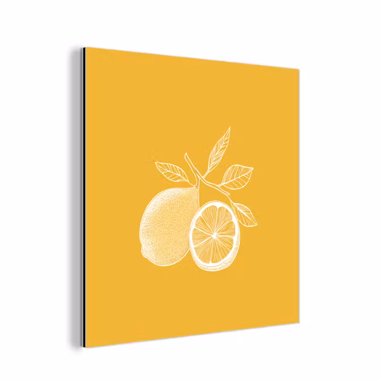 Aluminium schilderij - Citroenen - Illustratie - Minimalistisch - Geel — 1