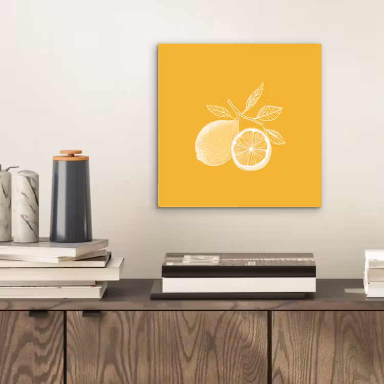 Aluminium schilderij - Citroenen - Illustratie - Minimalistisch - Geel — 2