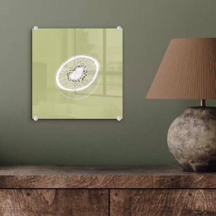 Glas schilderij - Kiwi - Lijntekening - Minimalistisch - Groen — 4