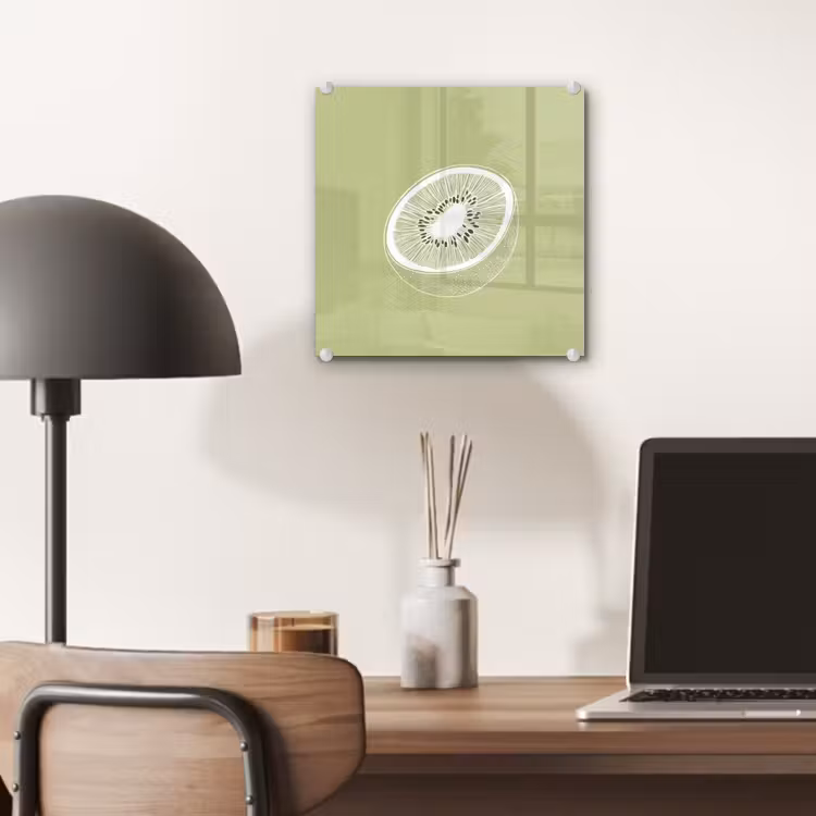 Glas schilderij - Kiwi - Lijntekening - Minimalistisch - Groen — 7