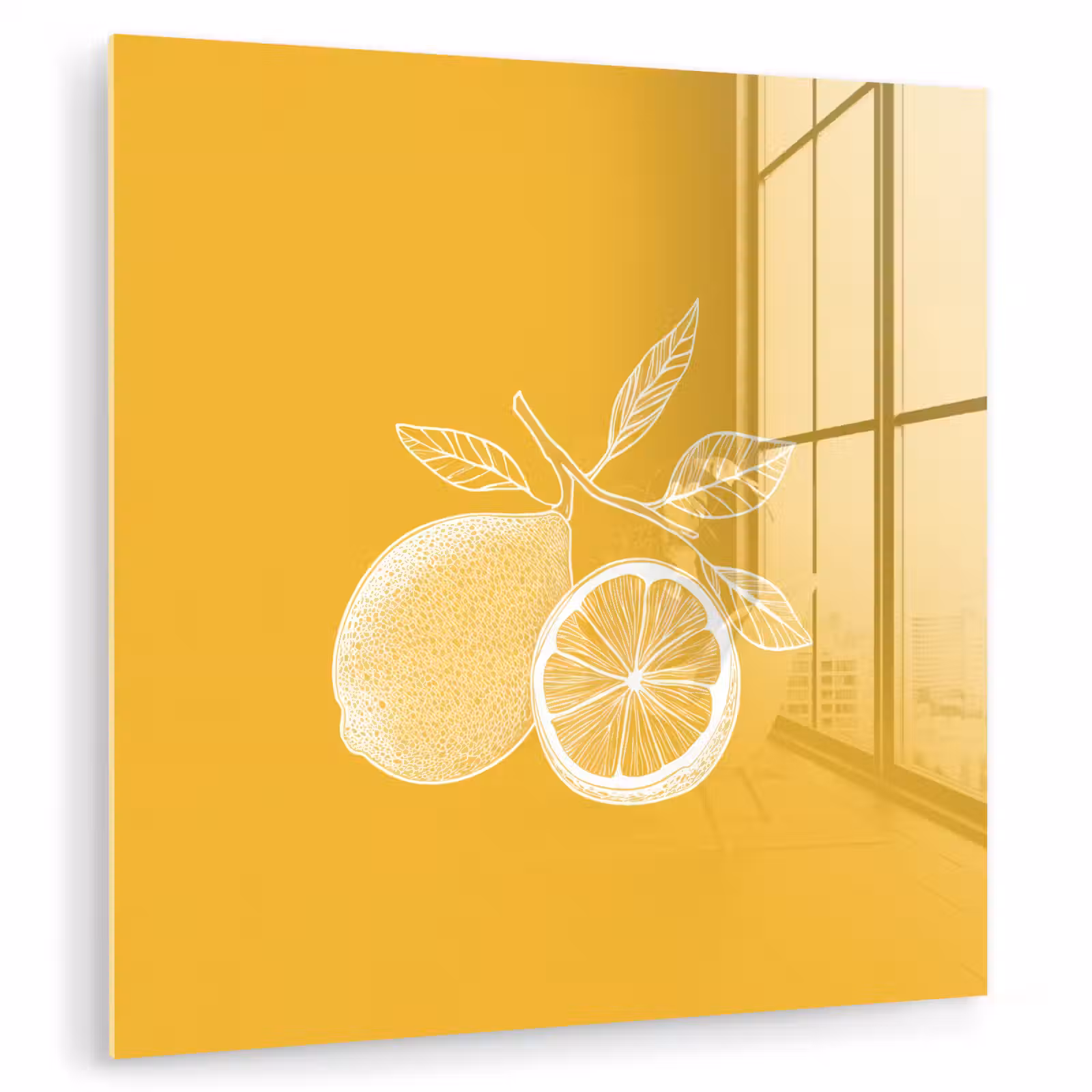 Glas schilderij - Citroenen - Illustratie - Minimalistisch - Geel — 1