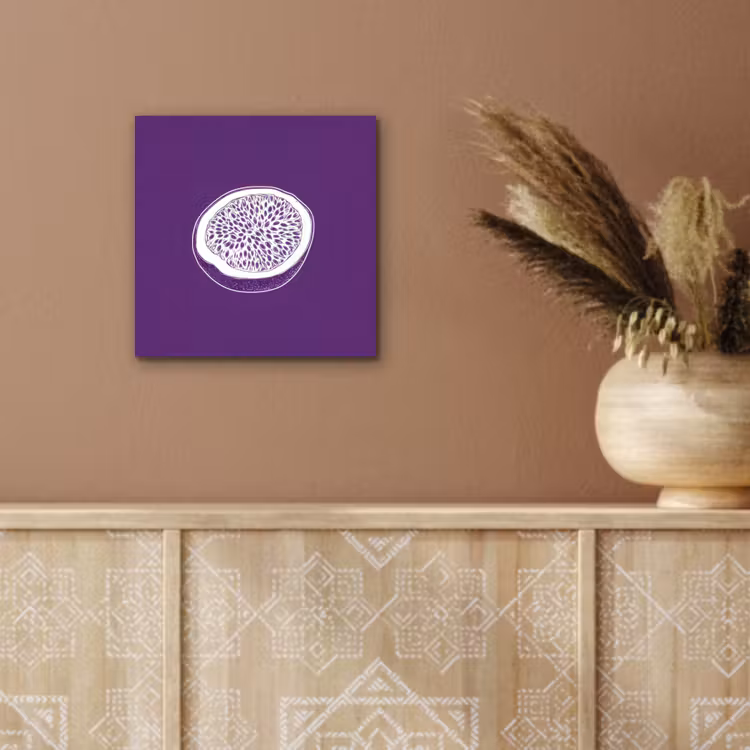 Aluminium schilderij - Passievrucht - Zaadjes - Paars - Minimalistisch — 5