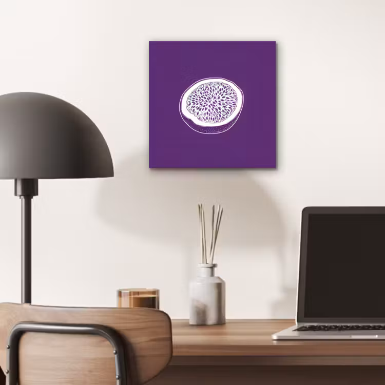 Aluminium schilderij - Passievrucht - Zaadjes - Paars - Minimalistisch — 6