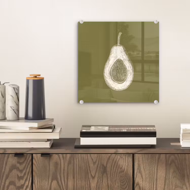 Glas schilderij - Avocado - Minimalistisch - Illustratie - Groen — 2