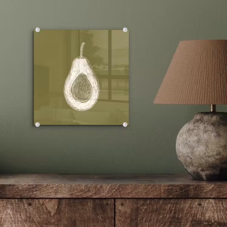 Glas schilderij - Avocado - Minimalistisch - Illustratie - Groen — 4