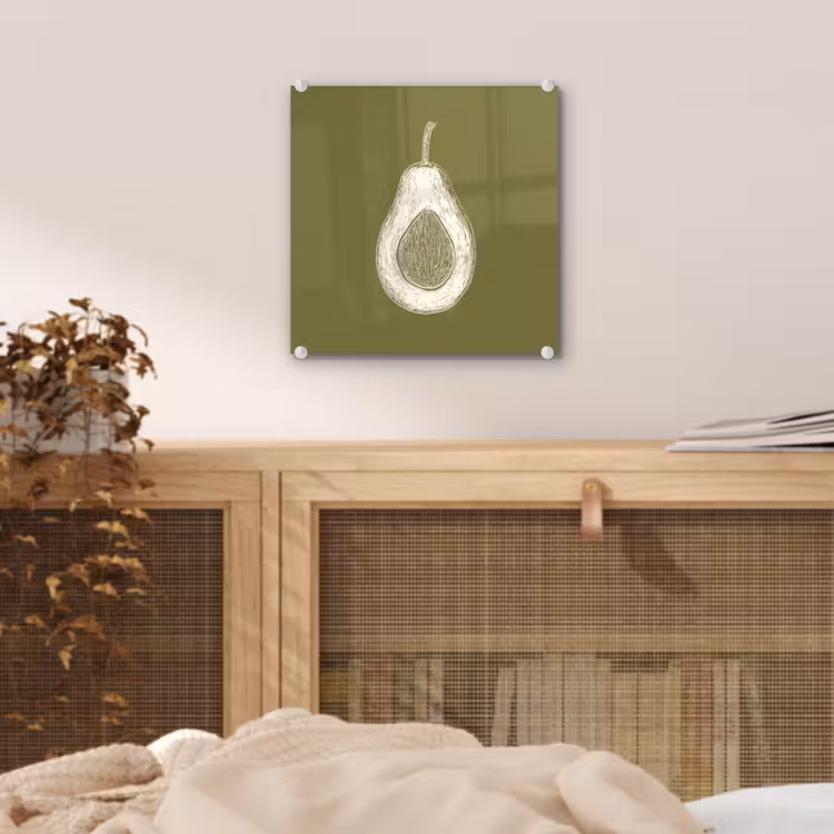 Glas schilderij - Avocado - Minimalistisch - Illustratie - Groen — 5